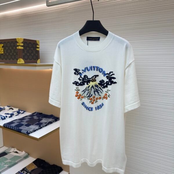 Louis Vuitton Nigo collaboration volcano embroidered knitted short-sleeved T-shirt