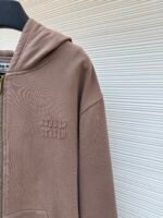 MiuMiu cocoa brown logo zip-up sweatshirt jacket - Image 5