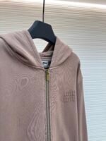 MiuMiu cocoa brown logo zip-up sweatshirt jacket - Image 17