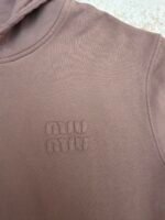 MiuMiu cocoa brown logo zip-up sweatshirt jacket - Image 10