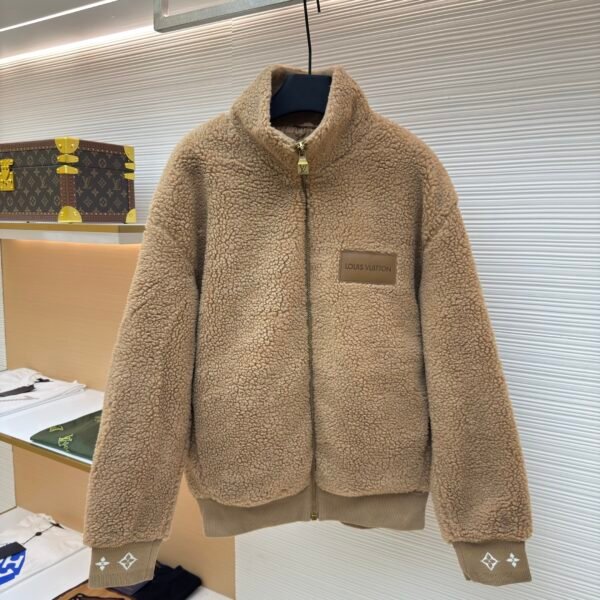 Louis Vuitton Teddy sheep and wool blend suede belted jacket