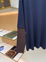 MiuMiu brown striped fake two-piece long-sleeved - Image 6