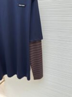 MiuMiu brown striped fake two-piece long-sleeved - Image 7