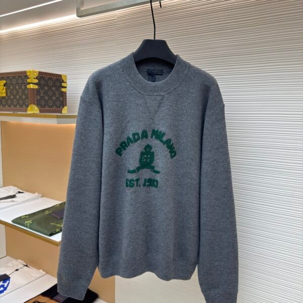 Prada music logo embroidered knitted sweater
