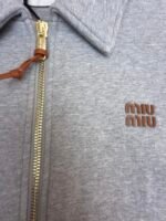 MiuMiu small leather logo embroidered zipper jacket - Image 6