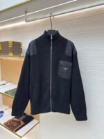 Prada triangle logo knitted sweater coat