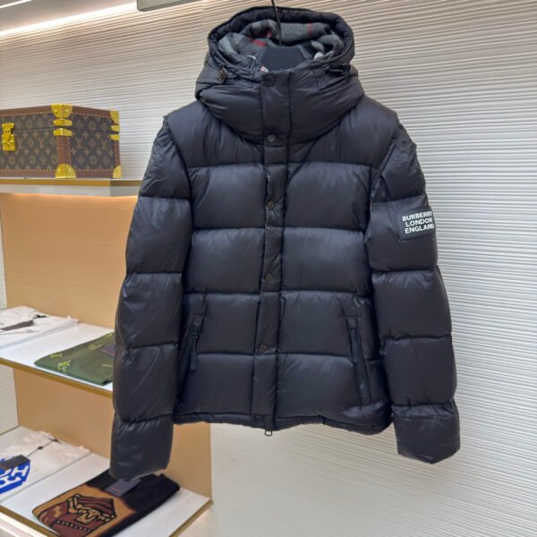 Burberry hooded down jacket with detachable sleeves