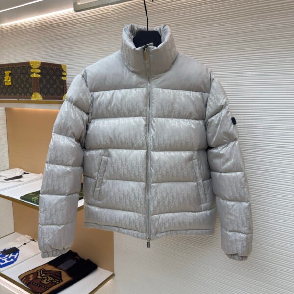 Dior oblique pattern monogram stand collar down jacket