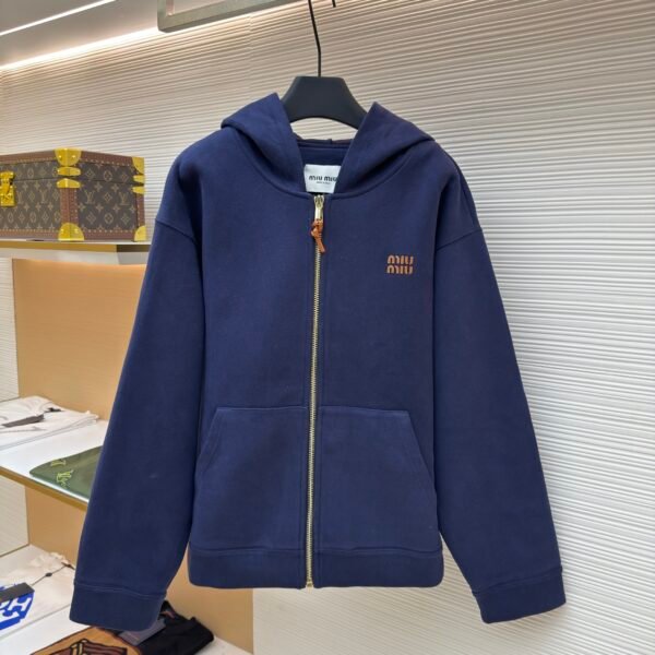 MiuMiu logo knitted zip-up hoodie