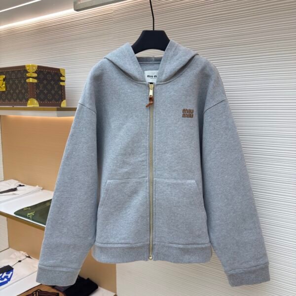 MiuMiu logo knitted zip-up hoodie