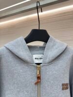 MiuMiu logo knitted zip-up hoodie - Image 4