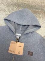 MiuMiu logo knitted zip-up hoodie - Image 16