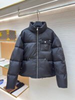 Prada Re-Nylon Stand Collar Cropped Jacket