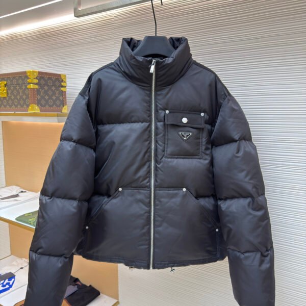 Prada Re-Nylon Stand Collar Cropped Jacket