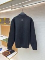 Louis Vuitton Leather and Knitted Wool Zip-Up Cardigan Jacket - Image 2