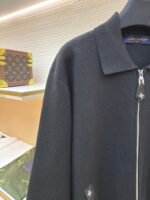 Louis Vuitton Leather and Knitted Wool Zip-Up Cardigan Jacket - Image 3