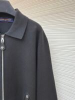 Louis Vuitton Leather and Knitted Wool Zip-Up Cardigan Jacket - Image 5