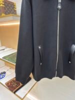 Louis Vuitton Leather and Knitted Wool Zip-Up Cardigan Jacket - Image 6