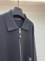 Louis Vuitton Leather and Knitted Wool Zip-Up Cardigan Jacket - Image 8