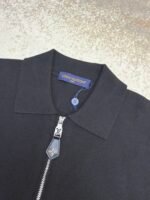 Louis Vuitton Leather and Knitted Wool Zip-Up Cardigan Jacket - Image 15
