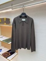 Maison Margiela suede and wool-blend sweater polo shirt