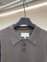 Maison Margiela suede and wool-blend sweater polo shirt - Image 3
