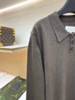 Maison Margiela suede and wool-blend sweater polo shirt - Image 4