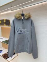 Balenciaga Luxury fur collar zip-up hoodie