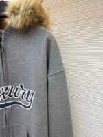 Balenciaga Luxury fur collar zip-up hoodie - Image 5