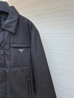 Prada Milano recycled nylon triangle badge lapel cotton coat - Image 4