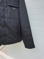 Prada Milano recycled nylon triangle badge lapel cotton coat - Image 6