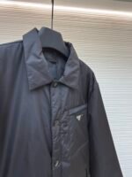 Prada Milano recycled nylon triangle badge lapel cotton coat - Image 7