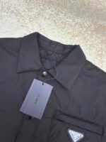 Prada Milano recycled nylon triangle badge lapel cotton coat - Image 14