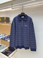 MiuMiu blue and white striped Polo sweatshirt