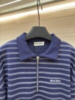 MiuMiu blue and white striped Polo sweatshirt - Image 3