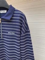 MiuMiu blue and white striped Polo sweatshirt - Image 5