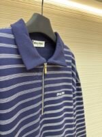 MiuMiu blue and white striped Polo sweatshirt - Image 8