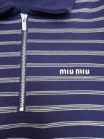 MiuMiu blue and white striped Polo sweatshirt - Image 9