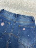 Louis Vuitton hand-sewn cherry blossom rhinestone embroidered denim shorts - Image 11
