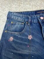 Louis Vuitton hand-sewn cherry blossom rhinestone embroidered denim shorts - Image 10