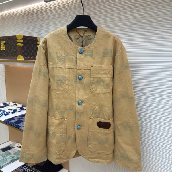 Louis Vuitton turquoise collarless jacket