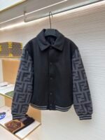 FENDI black lapel woolen bomber jacket