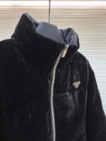 Prada velvet stand collar cropped coat - Image 8