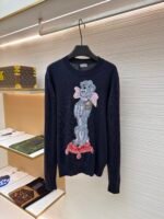 Dior pattern jacquard round neck pullover long sleeve cashmere sweater
