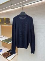 Dior pattern jacquard round neck pullover long sleeve cashmere sweater - Image 2