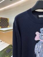 Dior pattern jacquard round neck pullover long sleeve cashmere sweater - Image 4