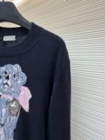 Dior pattern jacquard round neck pullover long sleeve cashmere sweater - Image 5
