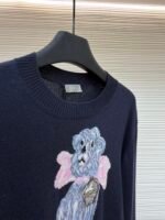 Dior pattern jacquard round neck pullover long sleeve cashmere sweater - Image 16