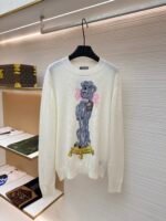Dior pattern jacquard round neck pullover long sleeve cashmere sweater