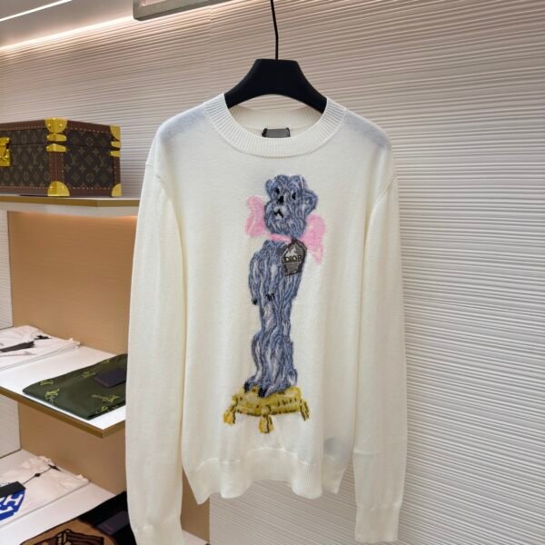 Dior pattern jacquard round neck pullover long sleeve cashmere sweater
